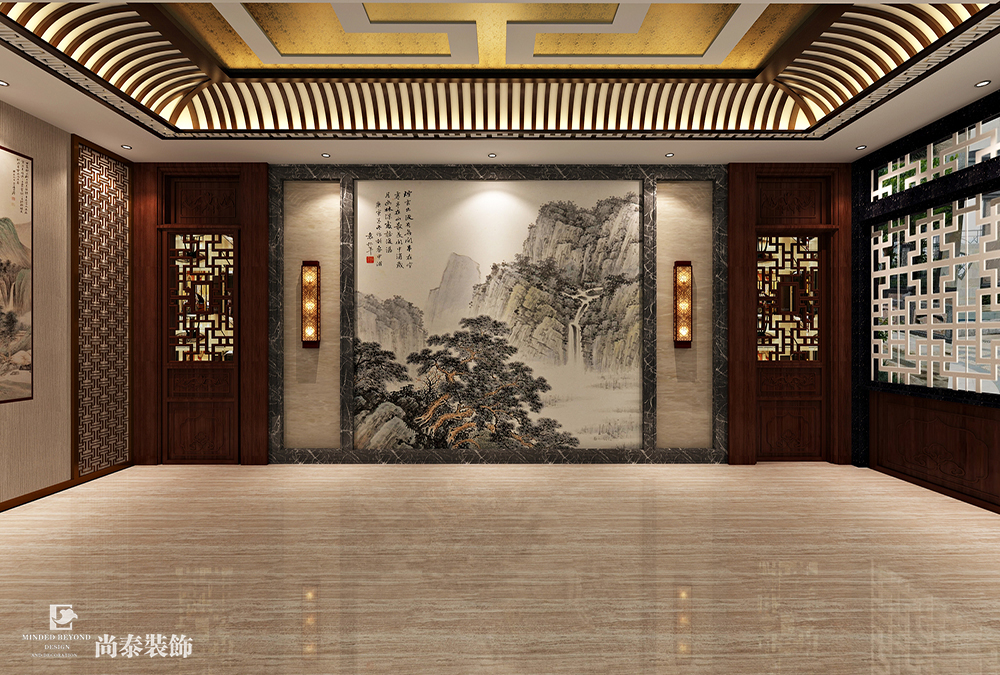 深圳寶安松崗僑德工業(yè)園中式辦公室裝修設計效果圖